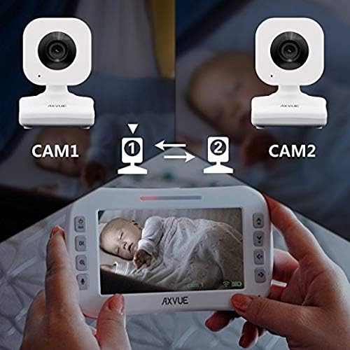 Video Baby Monitor 2 Cameras, Large Vertical Screen, Handheld, 1000ft Range, Auto Night Vision, Temperature Alert G41022