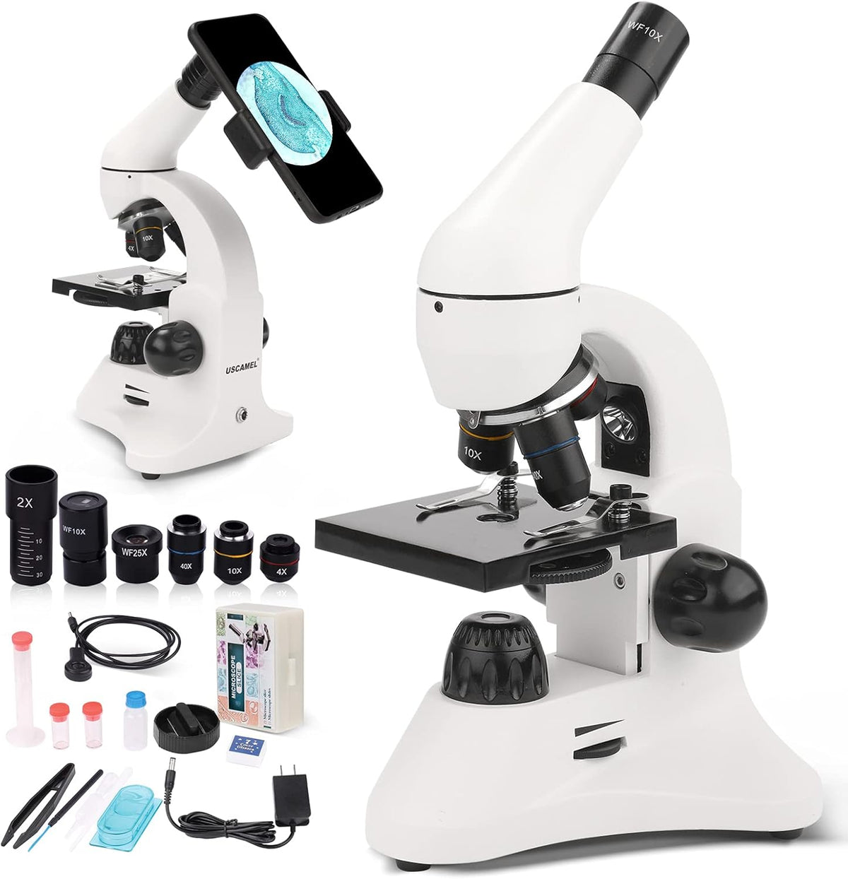 40X-2000X Magnification Monocular Microscope with Prepared Slides Kit K96116