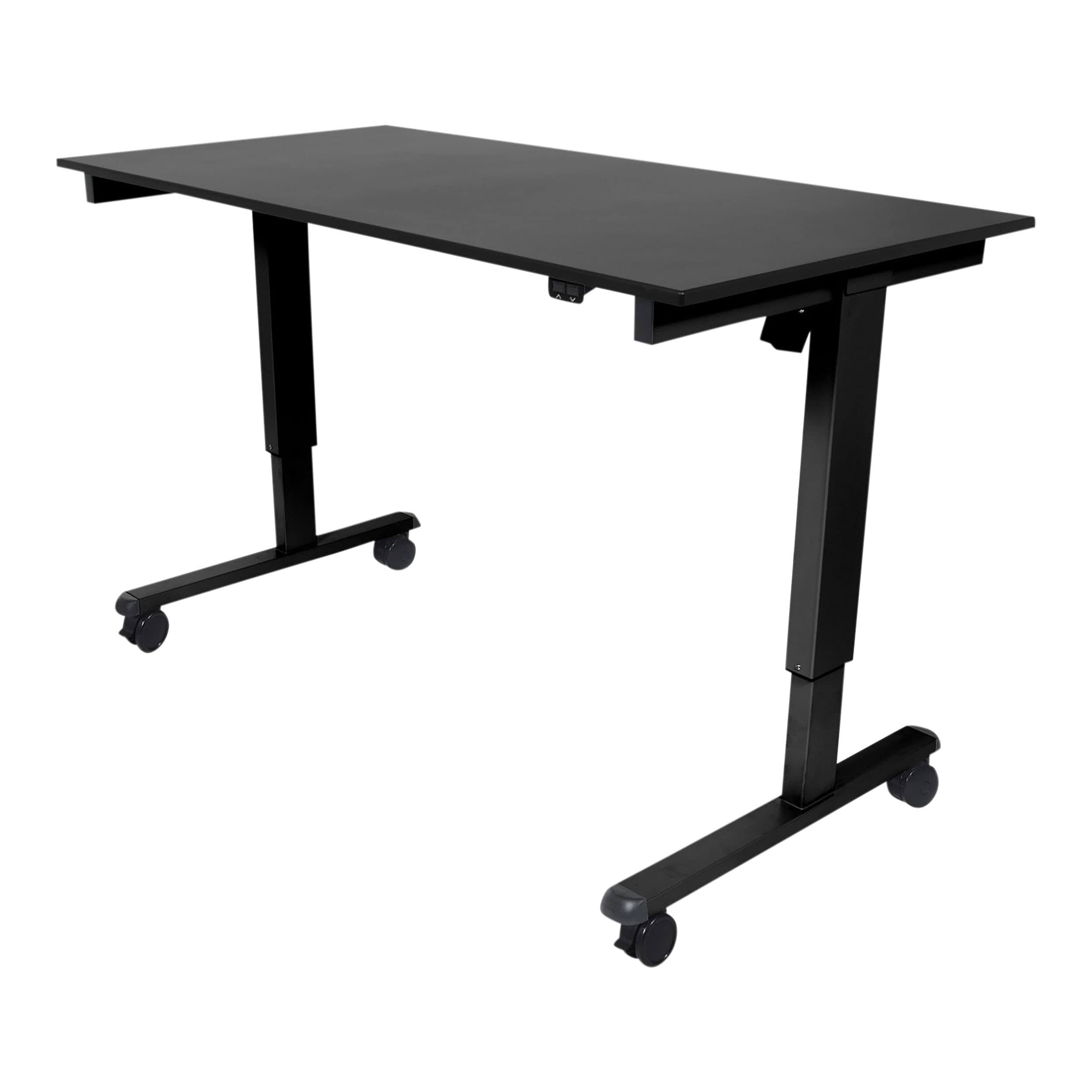 Electric Adjustable Height Standing Desk with Programmable Memory, Black Frame Black Matte Top, 60x22 wide V602