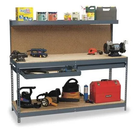 Gray Particleboard Workbench 72 inch W 24 inch D F254