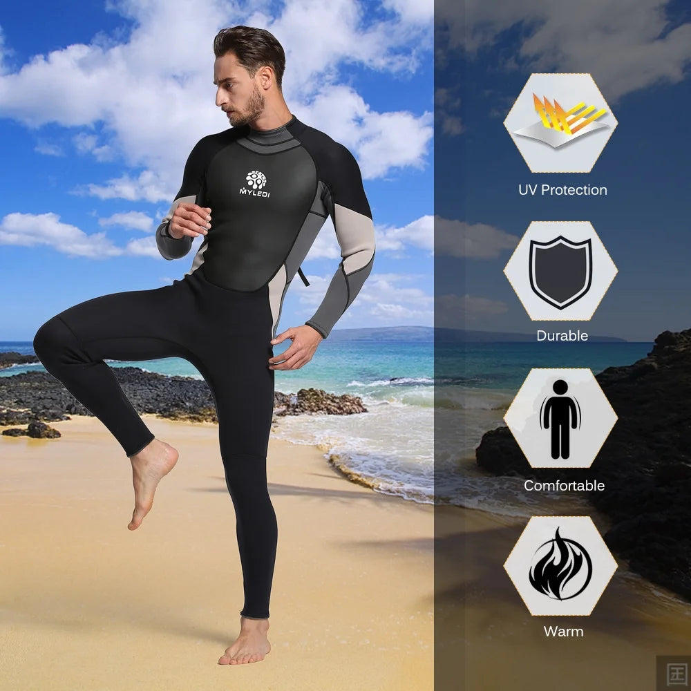 3mm Back Zip Full Body Wetsuit Jumpsuit H304