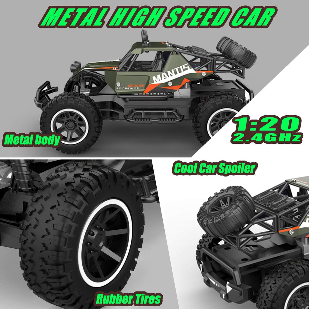 2 PCS Remote Control Off Road Monster Trucks Cars, 1:20 Scale Metal Shell Alloy RC Car, 2.4Ghz X755958