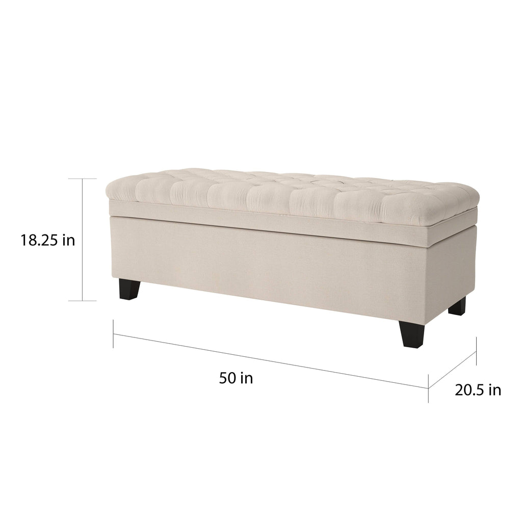 Tufted Fabric Storage Ottoman Bench A620