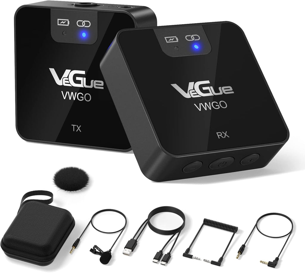 Wireless Lavalier Microphone System, 2.4GHz, Transmitter & Receiver, 230ft Range, Pack of 2 T894646