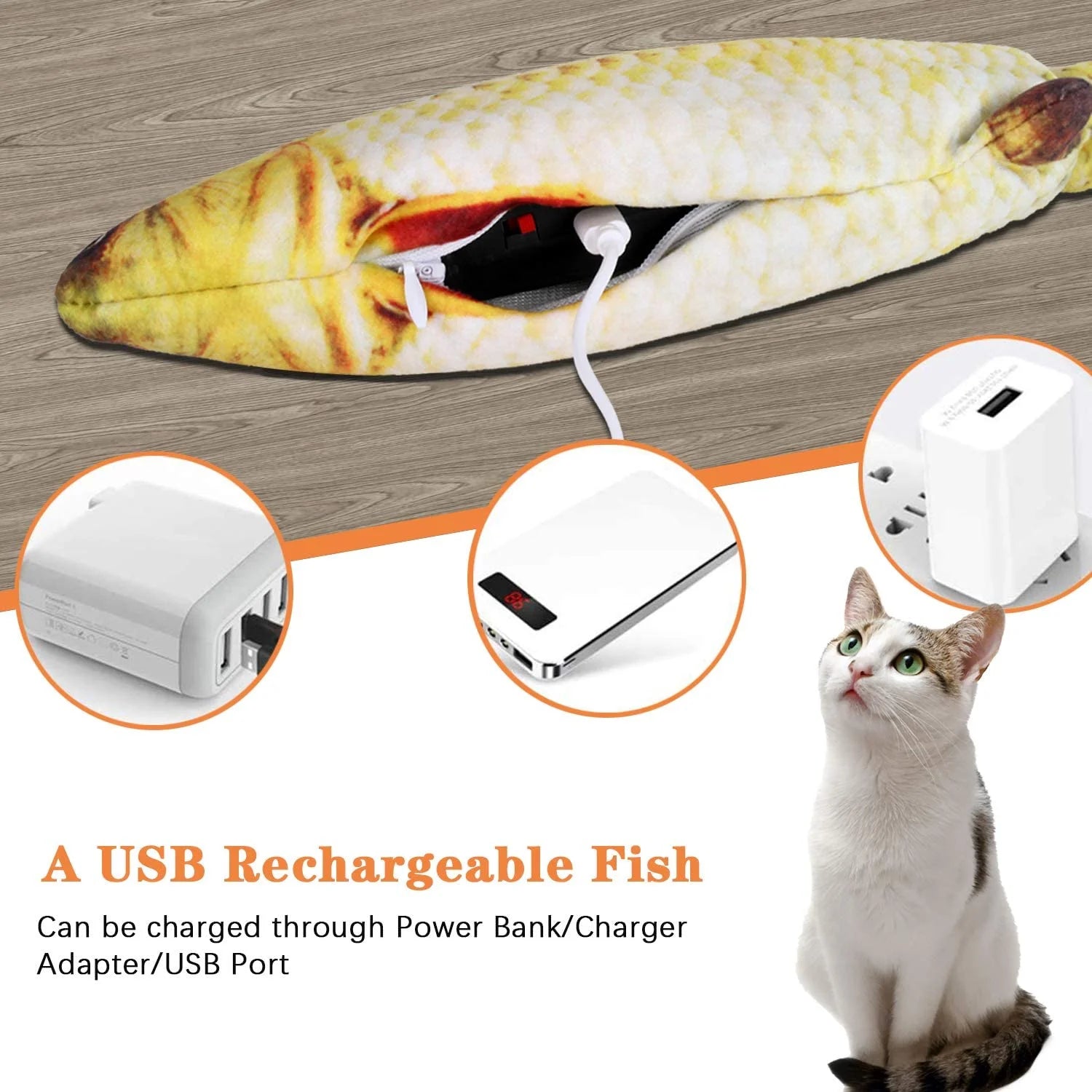 Electric Moving Wagging Fish Cat Toy F693854
