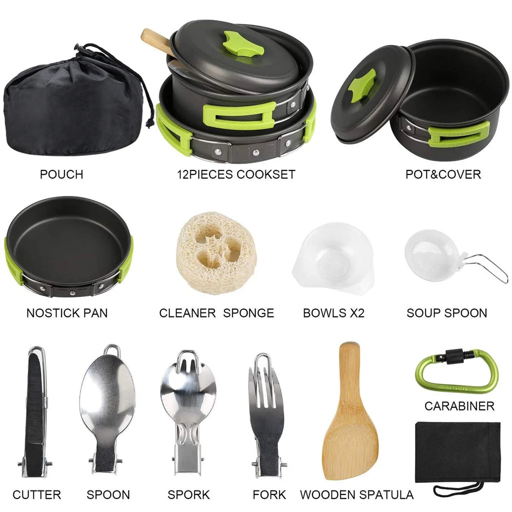 15 Pc Non Stick Camping Cookware Set F859