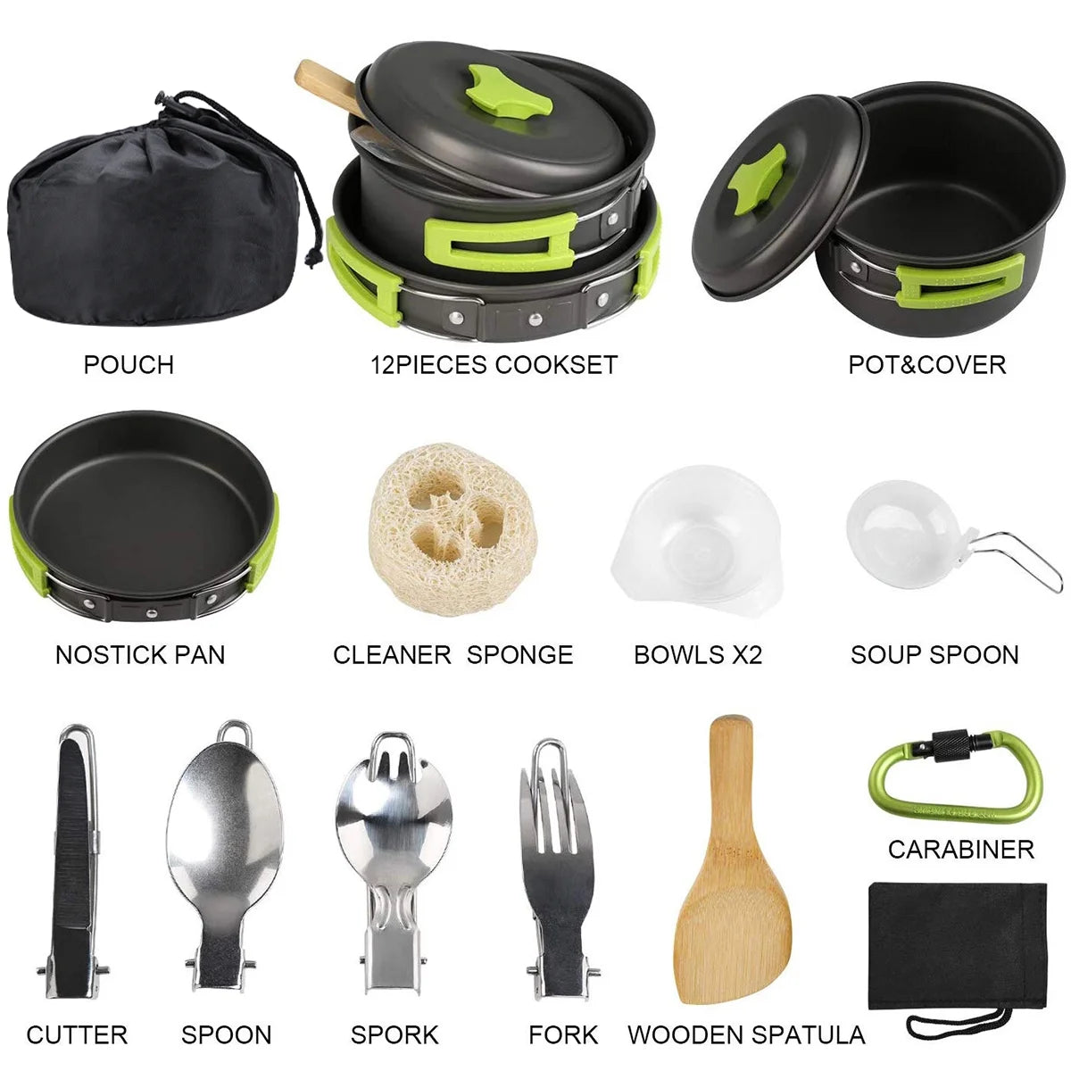 15 Pc Non Stick Camping Cookware Set F859
