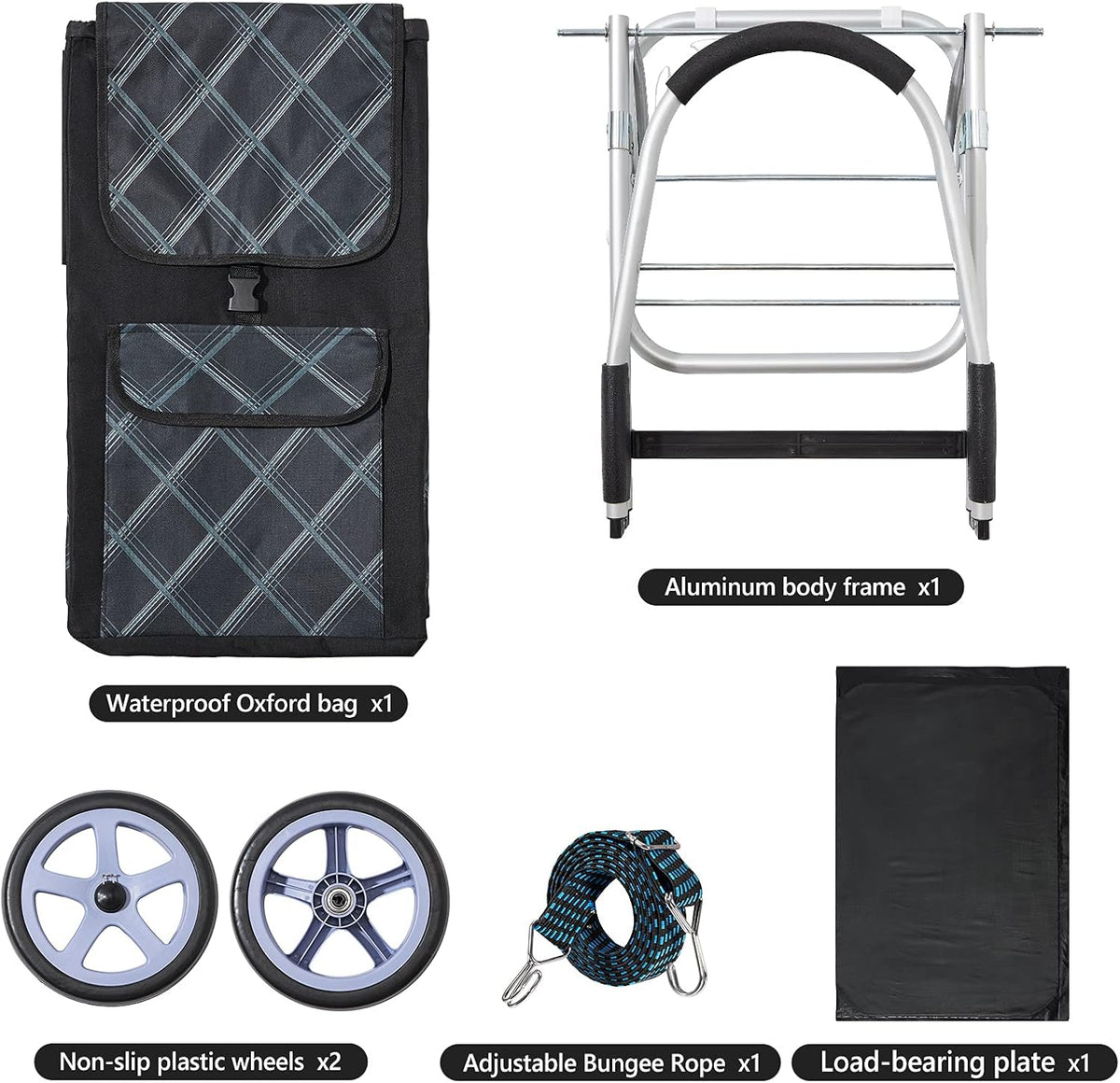 Black Folding Shopping Cart with Removable Bag W298