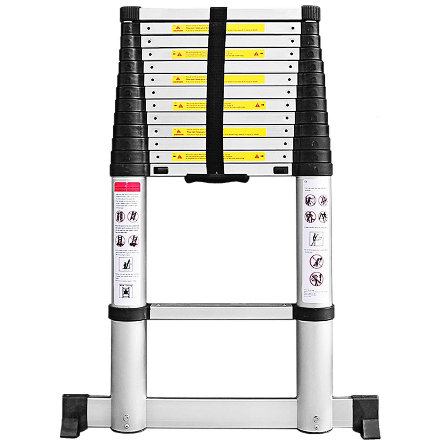 15.5 ft Aluminum Telescoping Extension Ladder with Stabilizer Bar G151260