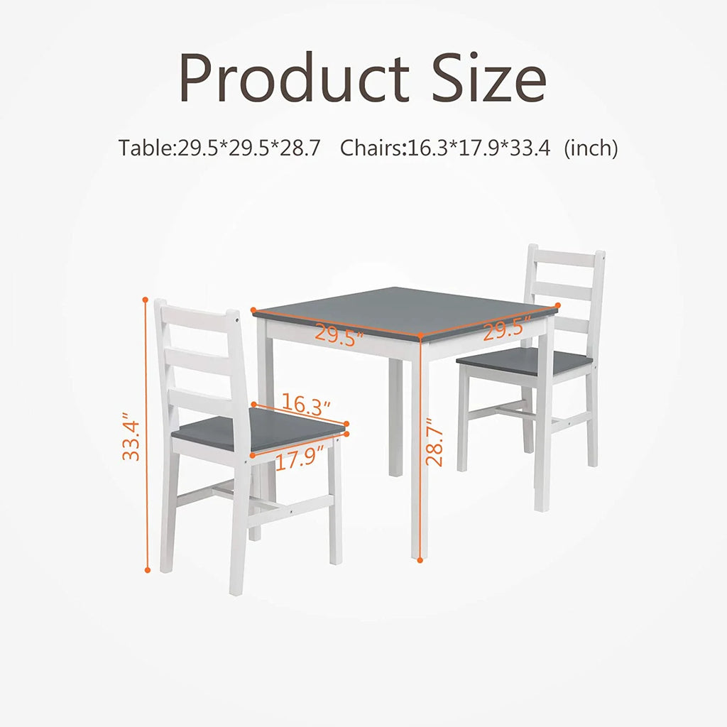 3-Piece Wood Dining Table and Chairs Set, Gray K60372