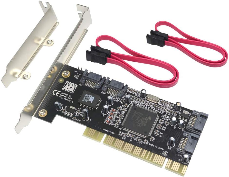 4 Ports PCI SATA Raid Controller Internal Expansion Card with 2 Sata Cables Y274685