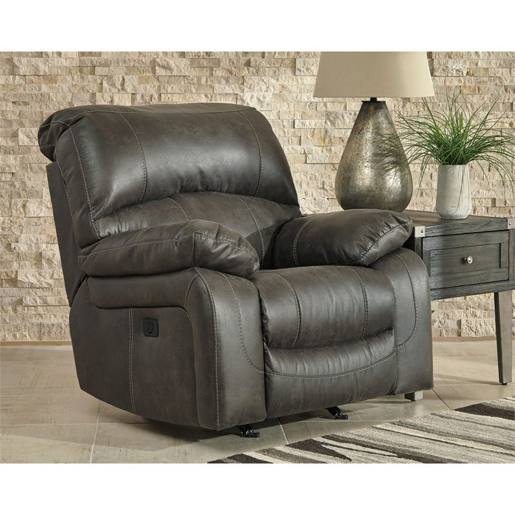 Contemporary Power Rocker Recliner in Steel Finish S886