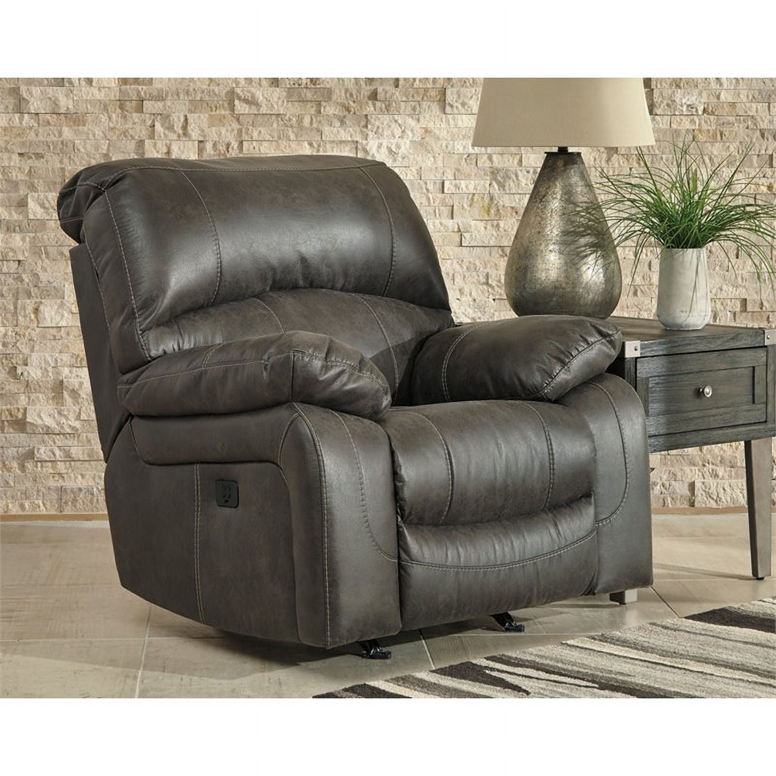 Contemporary Power Rocker Recliner in Steel Finish S886