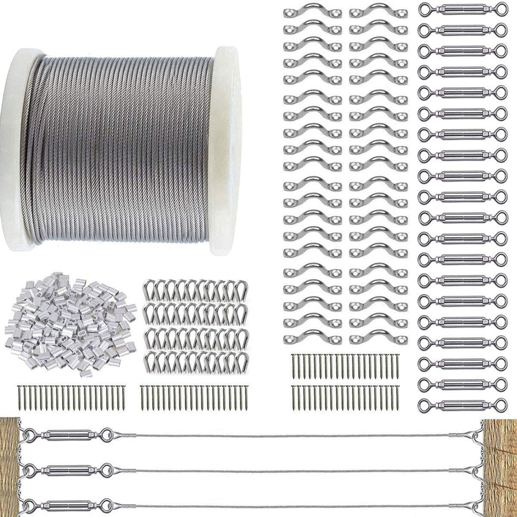 Stainless Steel 1/8 Cable Railing Kit with 100ft Wire Rope and M5 Turnbuckles Q513375