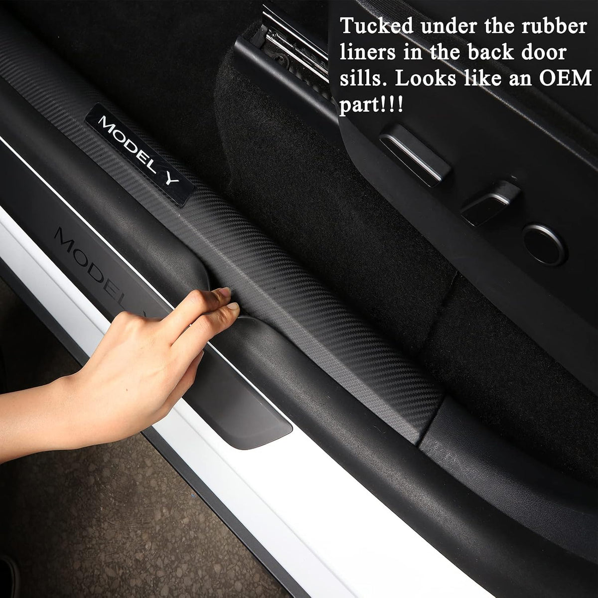 Matte Carbon Fiber Pattern Door Sill Protector Cover ABS 4 pcs Q957