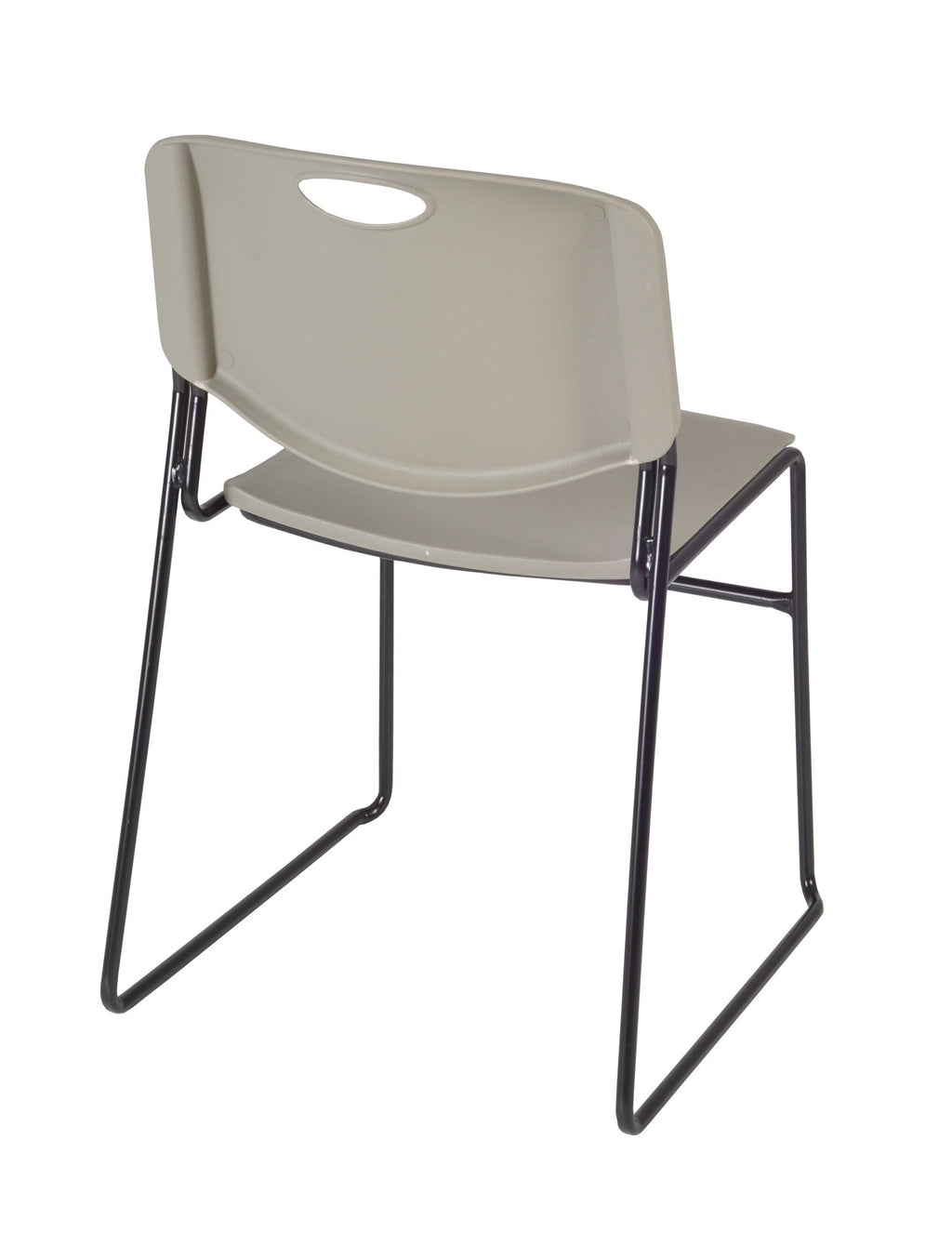 Maple Round Breakroom Table with 4 Grey Stack Chairs E225