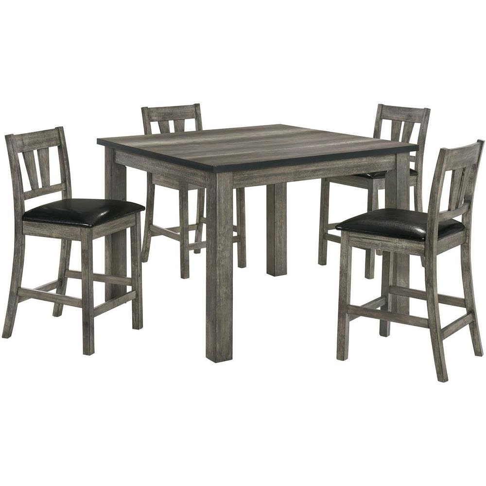 5 Piece Counter Height Dining Set with 4 Faux Leather Chairs E843971
