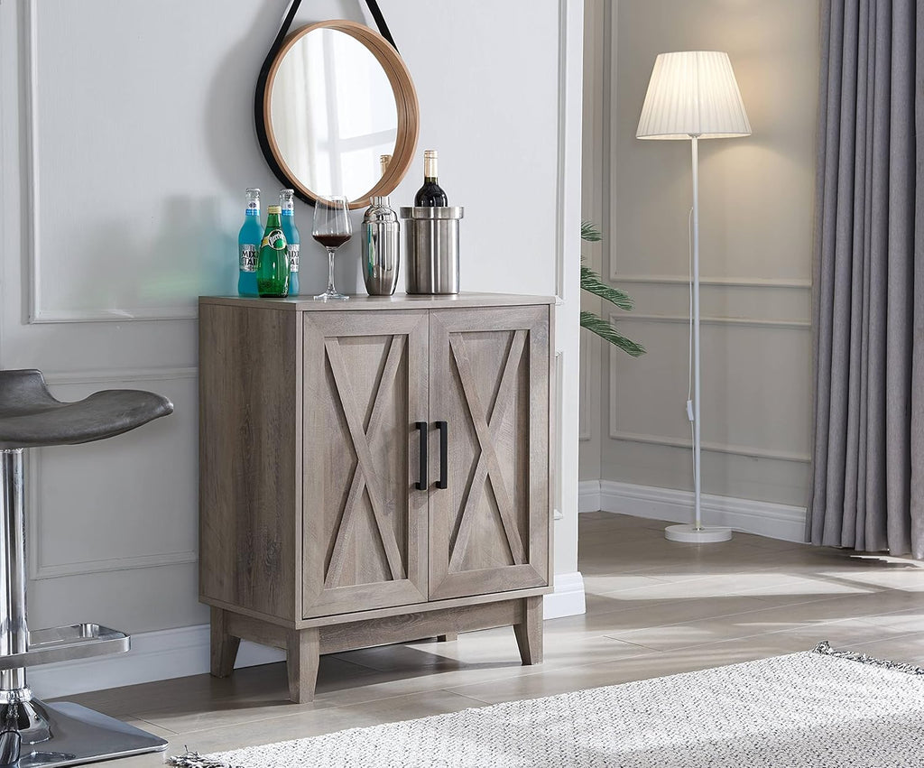 White Small Cabinet Sideboard with Wood Doors Y737