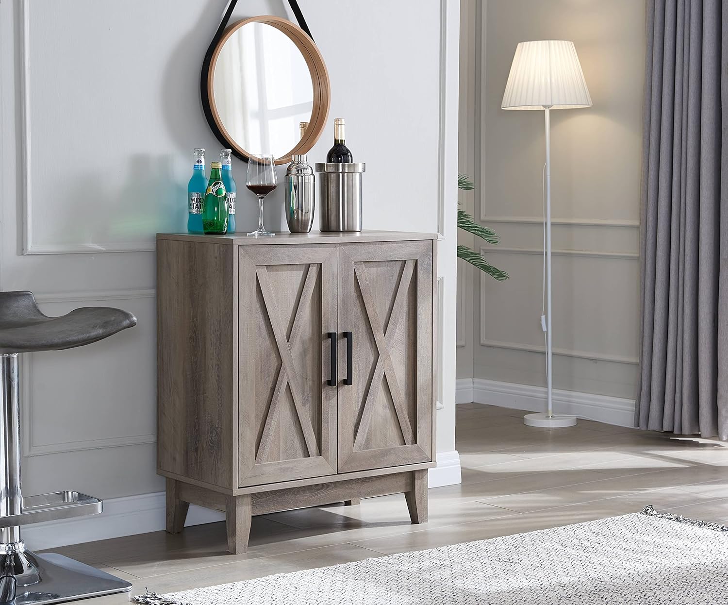 White Small Cabinet Sideboard with Wood Doors Y737