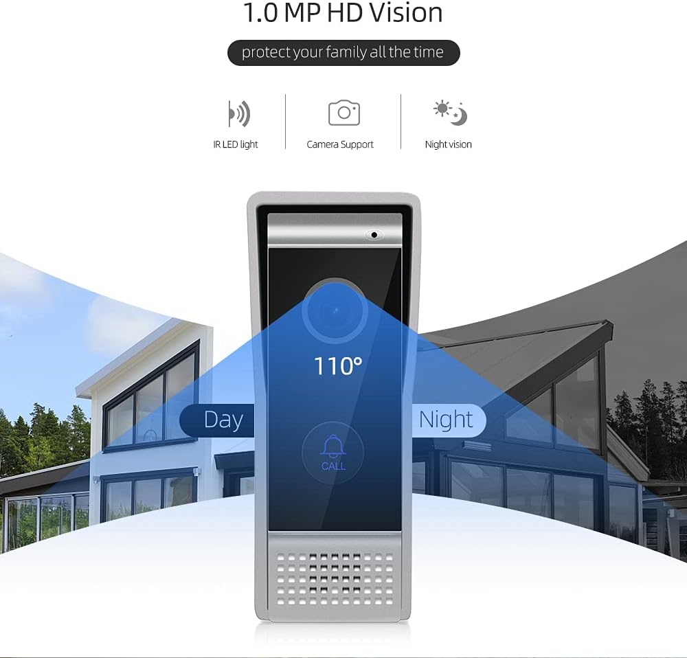 Video Door Phone Doorbell 4-Wired 7 Inch AHD Wi-Fi Intercom System with 720P Camera J390