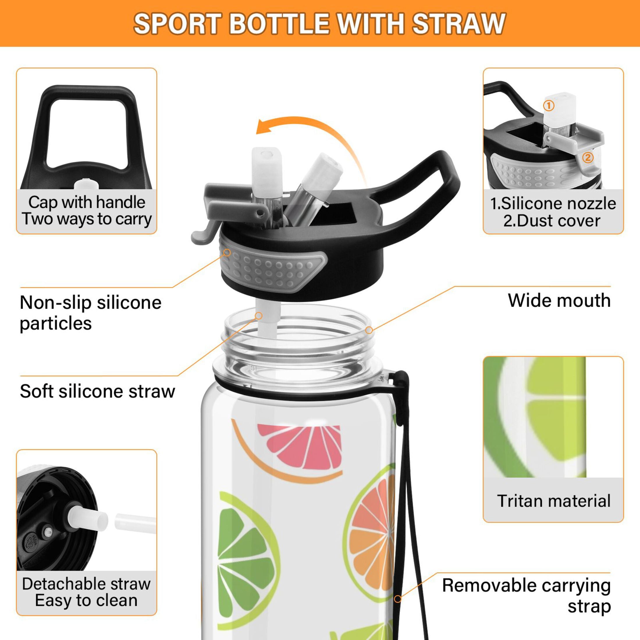 32oz Leakproof Tritan Sports Water Bottle with Straw M425097