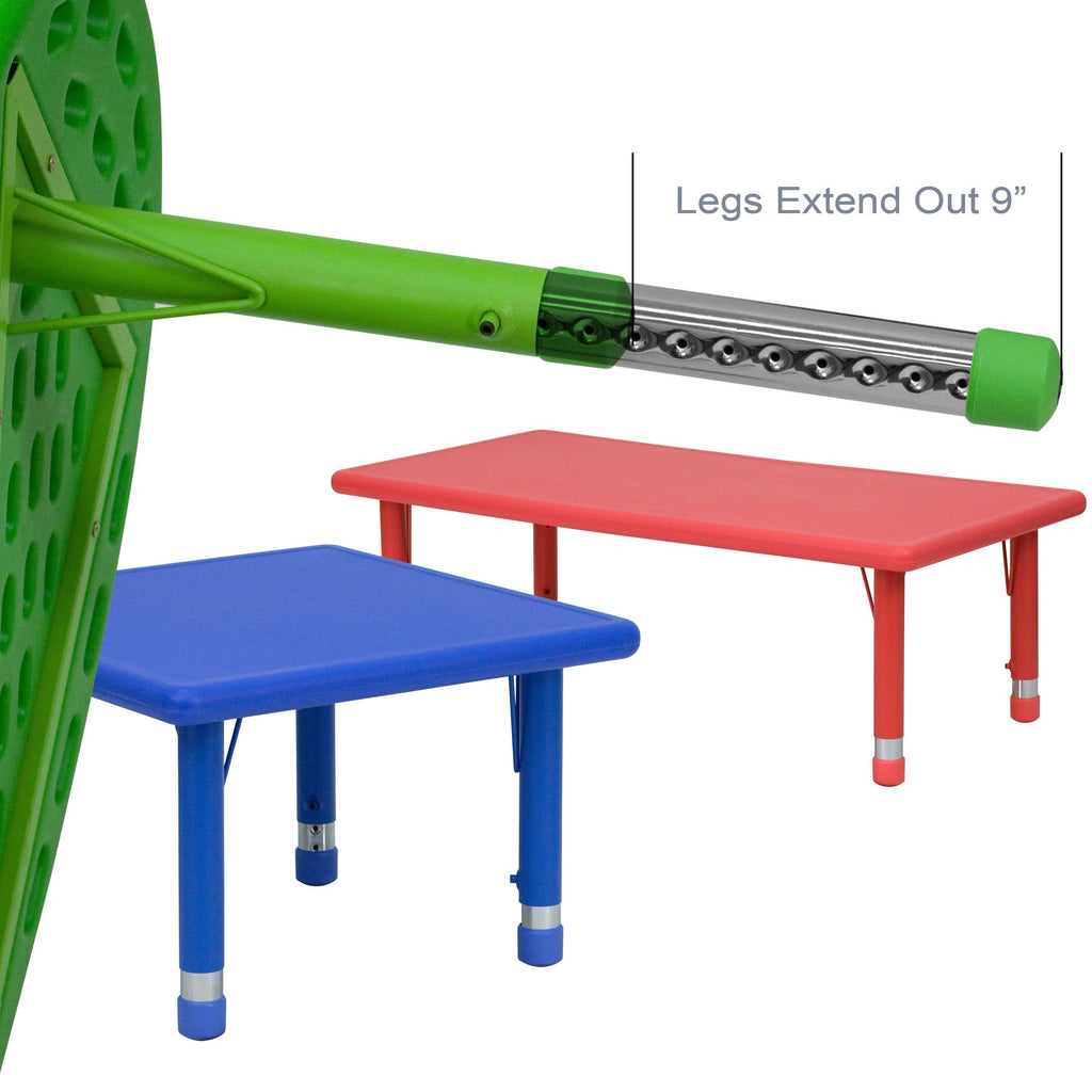 Green Plastic Height Adjustable Activity Table Set with 2 Chairs D819