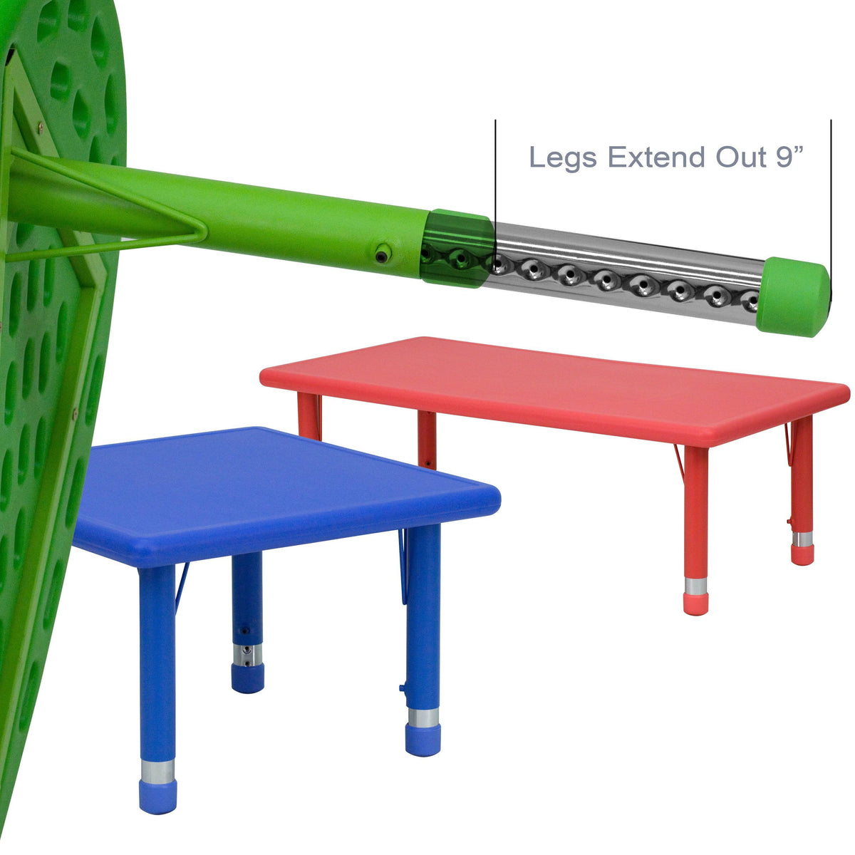 Green Plastic Height Adjustable Activity Table Set with 2 Chairs D819