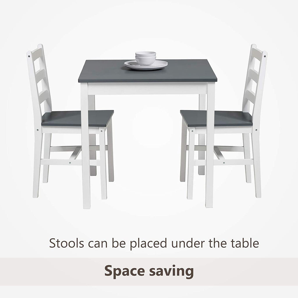 3-Piece Wood Dining Table and Chairs Set, Gray K60372