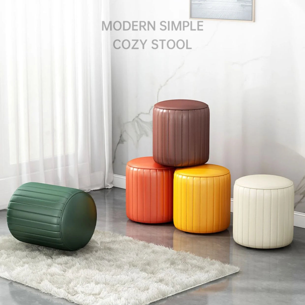 Soft Leather Makeup Stool E687517