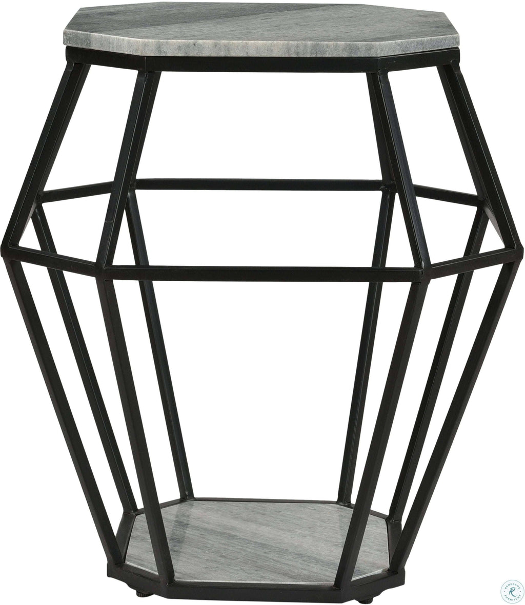 Grey Black Octagonal Accent Table J655