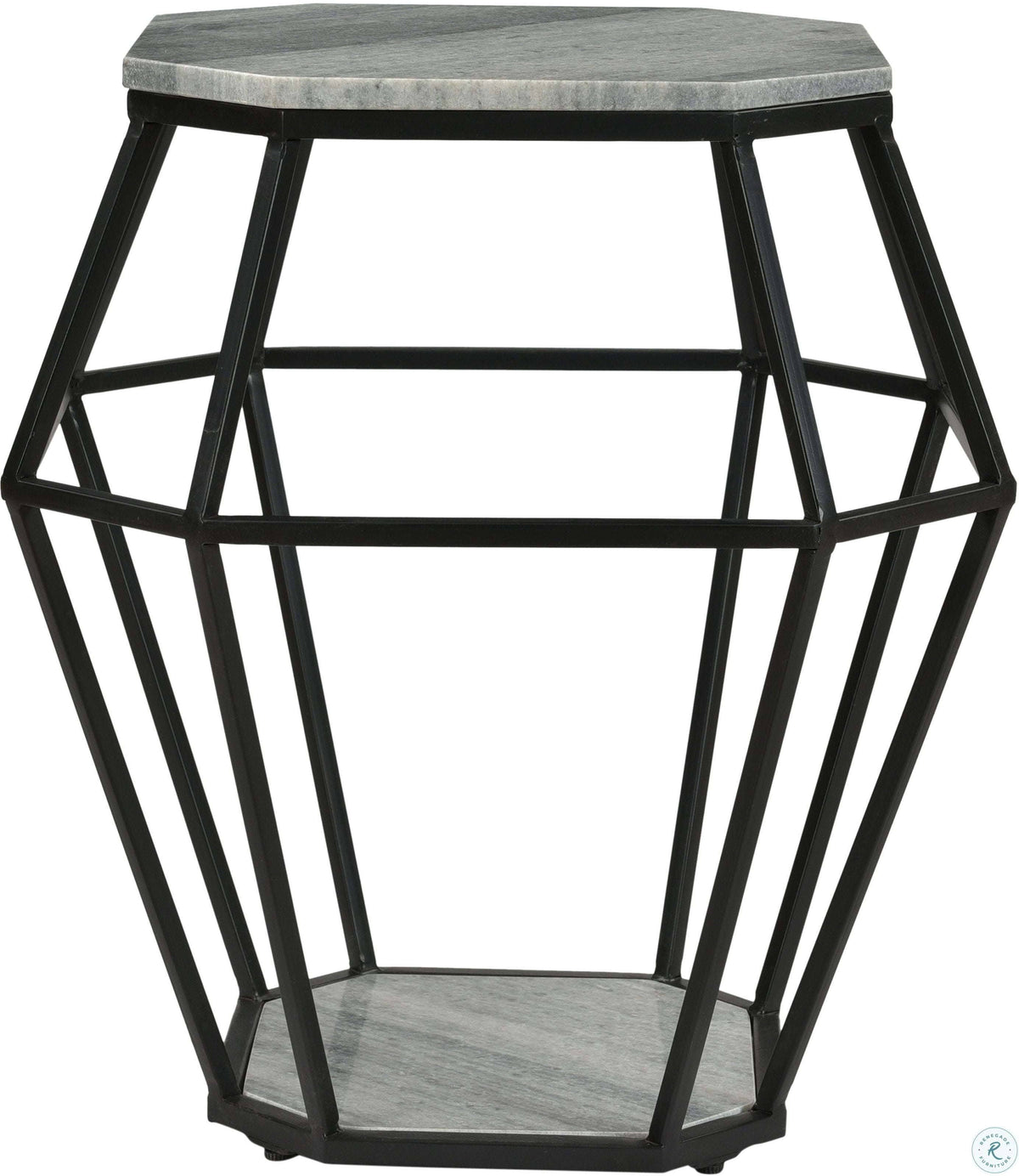 Grey Black Octagonal Accent Table J655