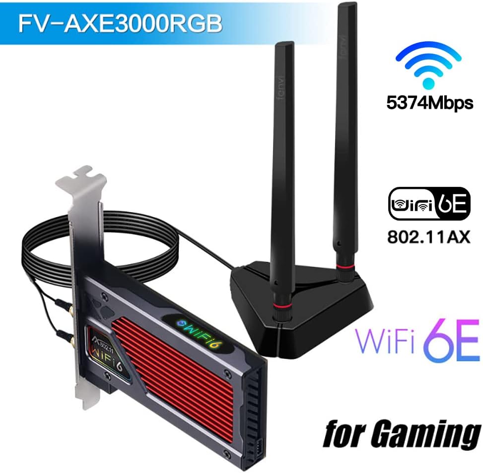 AX210 WiFi 6E PCI-E WiFi Adapter BT5.2 RGB 802.11ax Tri-Band 5400Mbps Desktop WiFi Card Pack of 2 Z626