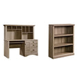 Salt Oak Finish Computer Desk with Hutch and 3-Shelf Bookcase X914348