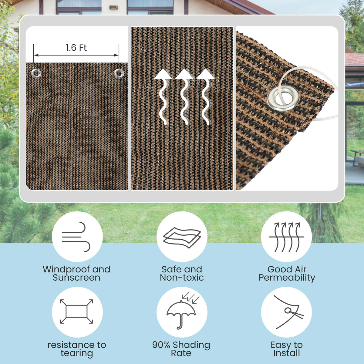 6 x 10 ft UV Resistant Shade Cloth Tarp M401