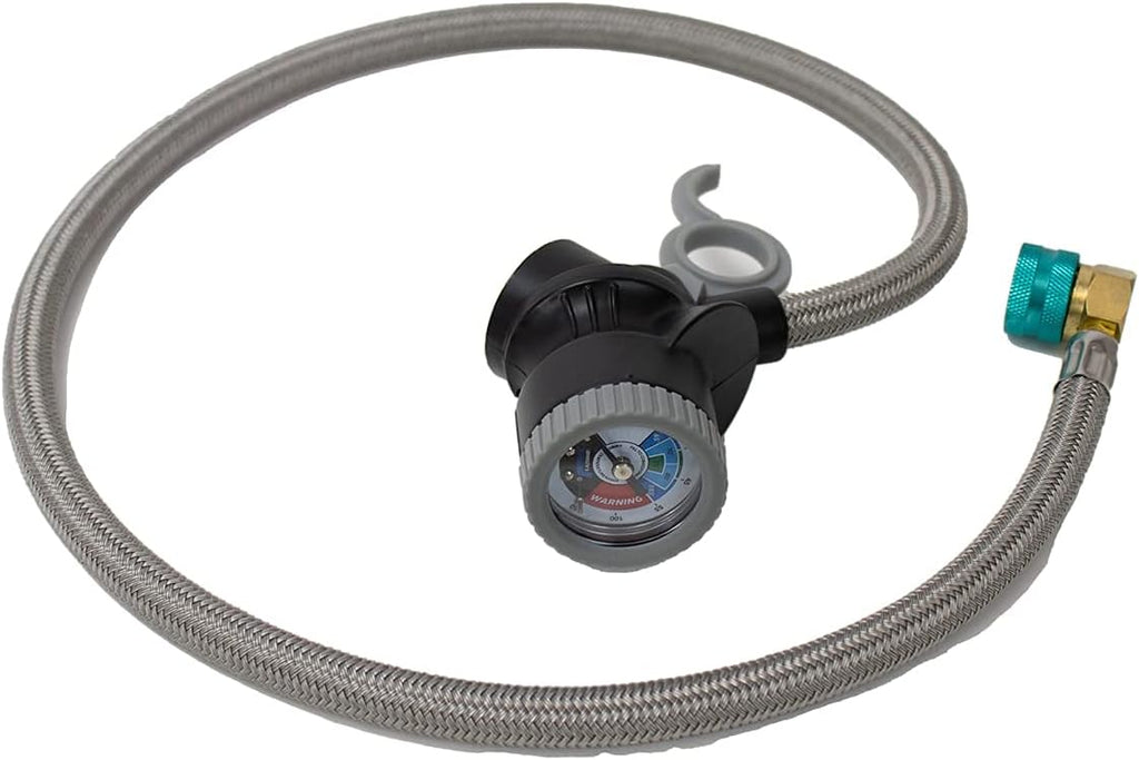 36 Premium Steel Braided Hose Can Tap with Gauge AC Refrigerant Recharge Hose X902