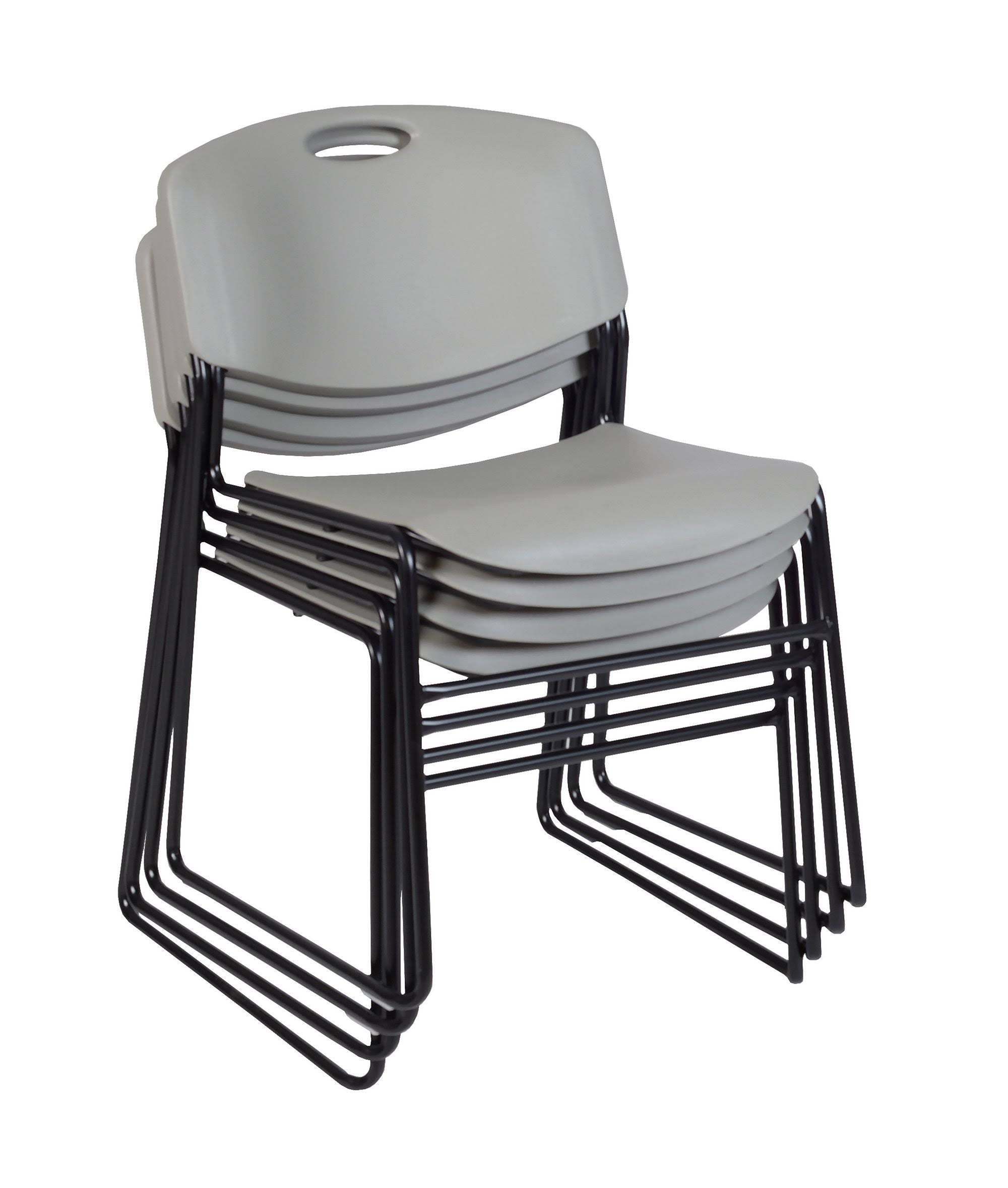 Maple Round Breakroom Table with 4 Grey Stack Chairs E225