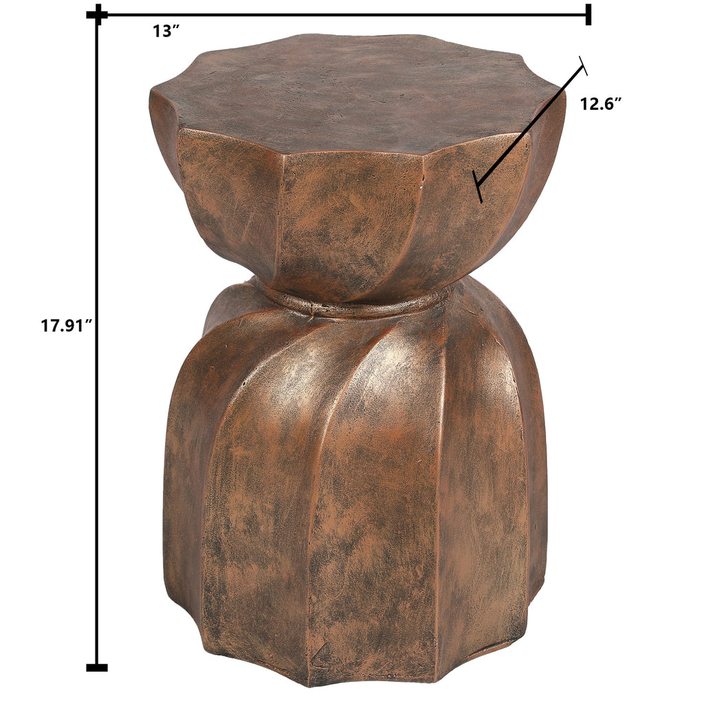 Weathered Copper Cement Stool And Side Table H975