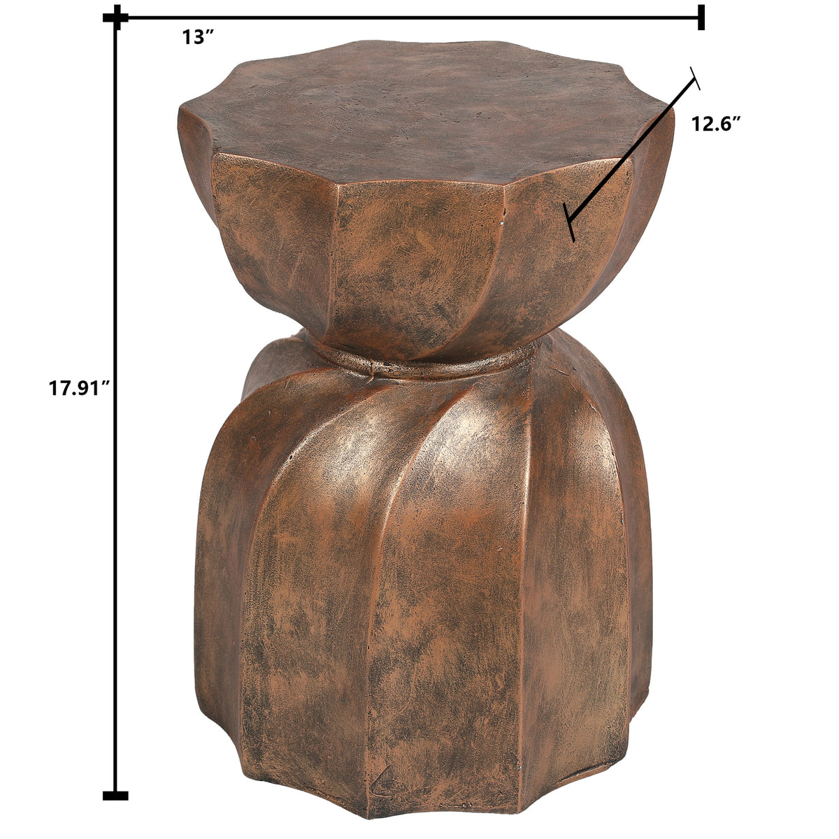 Weathered Copper Cement Stool And Side Table H975