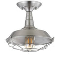 Brushed Nickel Caged Dome Semi Flush Mount Light A2794