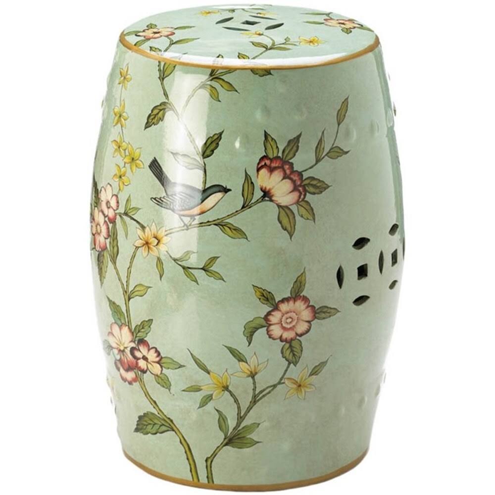 Green Floral Garden Decorative Stool N705267