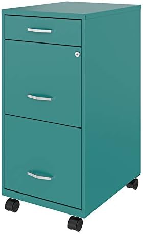 White 3 Drawer Metal Mobile File Cabinet with Lock G324