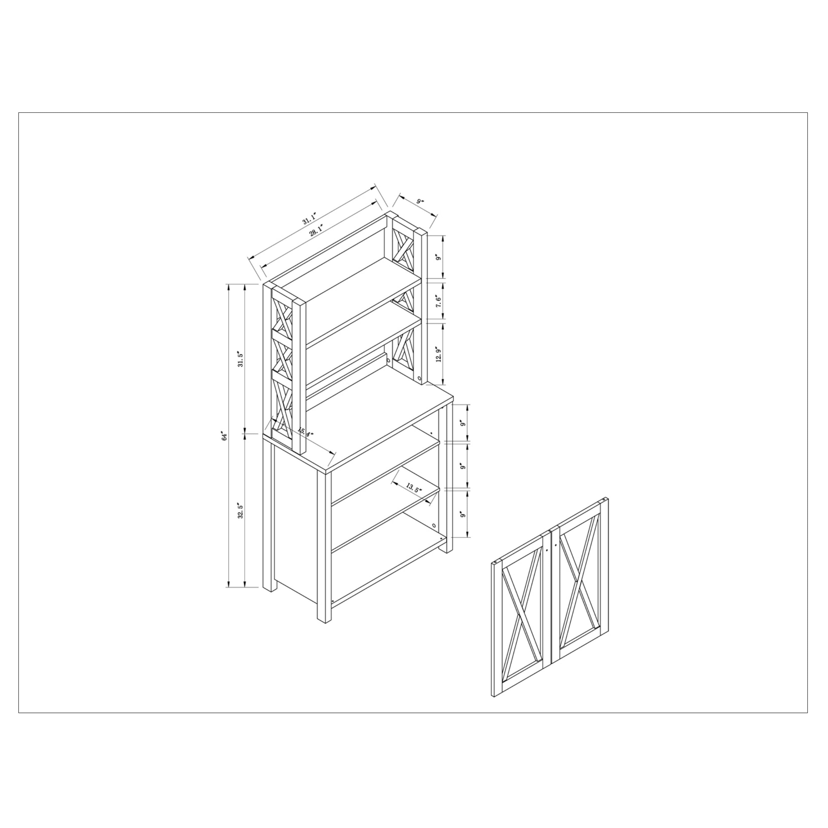 Rustic Walnut Kitchen Storage Hutch Z9557