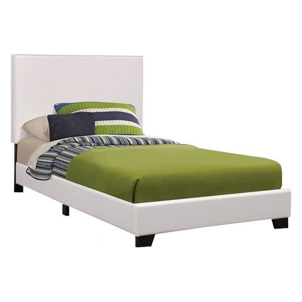 White Upholstered Twin Platform Bed L180006
