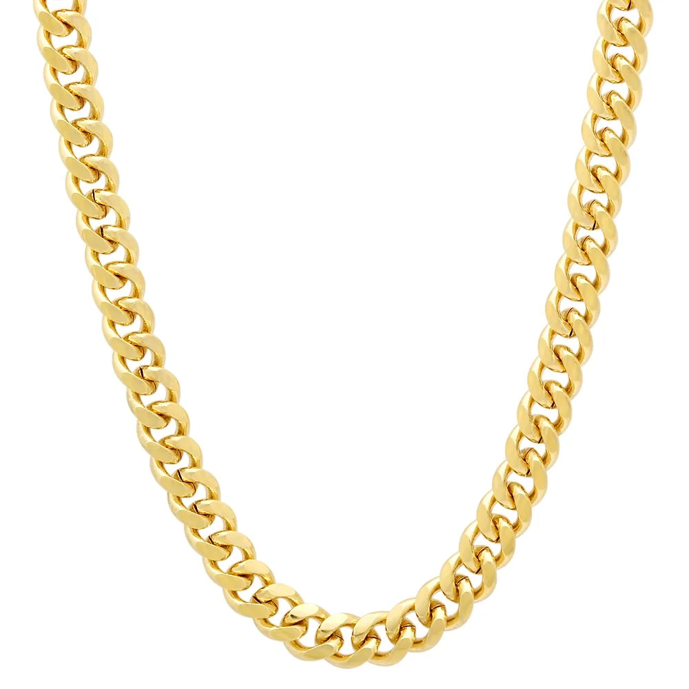14K Gold Plated Chunky Nugget Rectangular Pendant 24" 4mm Curb Chain Necklace Set R828927