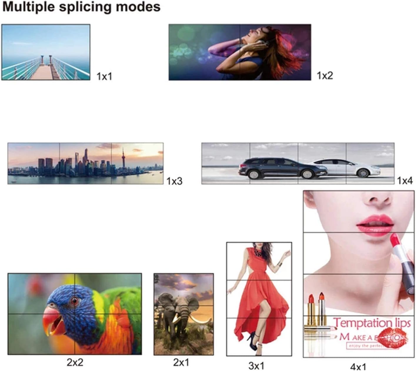 4K 2x2 Video Wall Controller Splitter, 4X1 Quad Viewer, 1 HDMI/DVI Input, 4 HDMI Output M406218