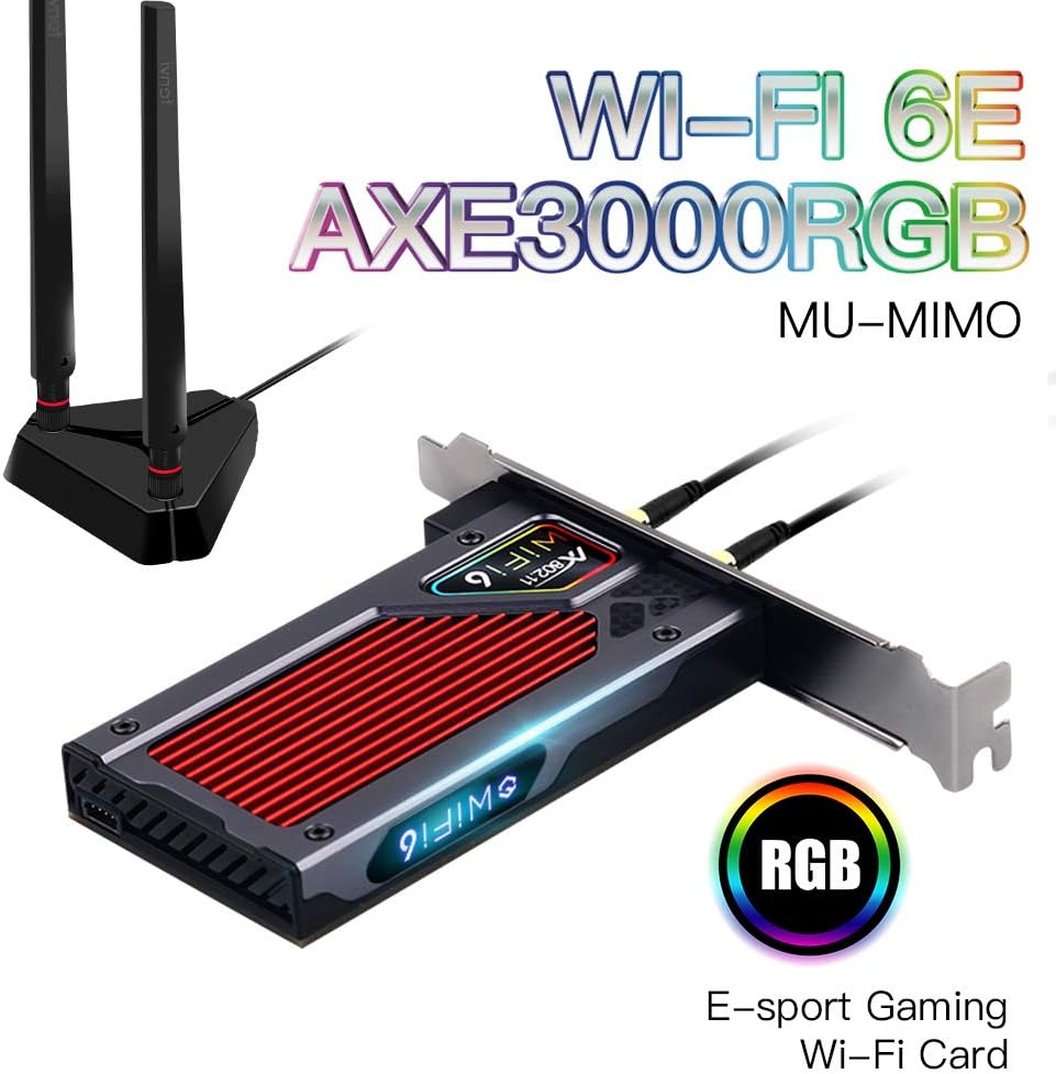 AX210 WiFi 6E PCI-E WiFi Adapter BT5.2 RGB 802.11ax Tri-Band 5400Mbps Desktop WiFi Card Pack of 2 Z626