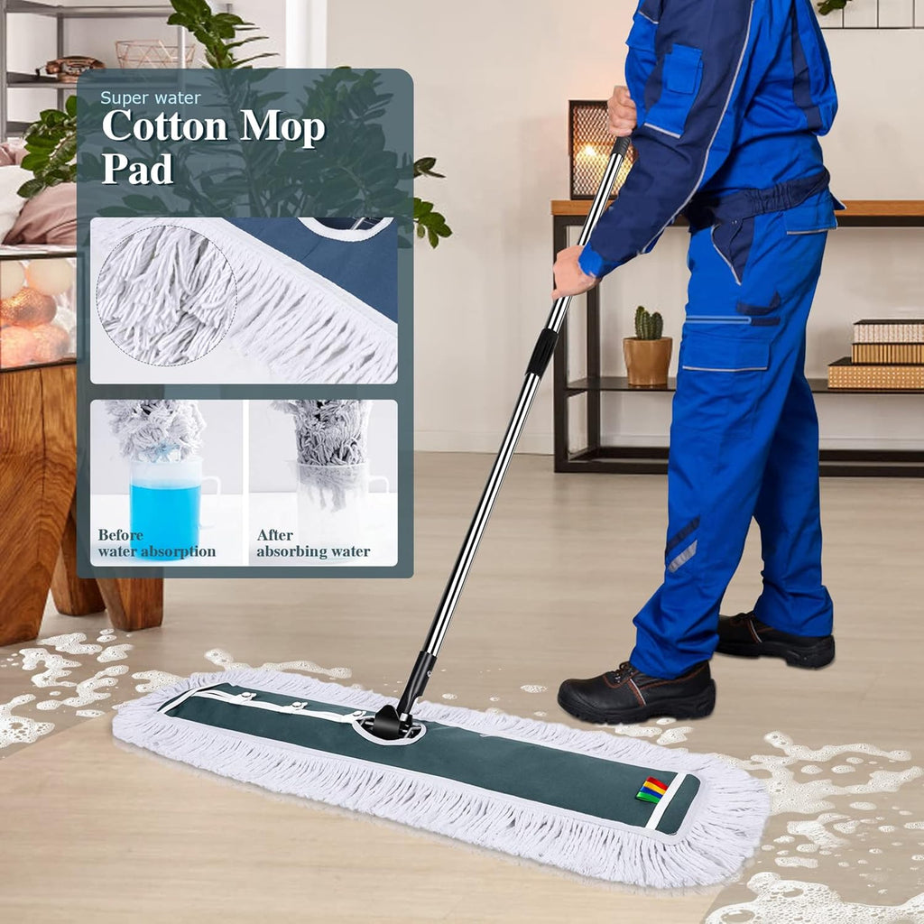 Commercial Dust Mop with 2 Microfiber Mop Pads, 51.2'' Metal Head with Stainless Steel Handle, Pack of 2 J35283