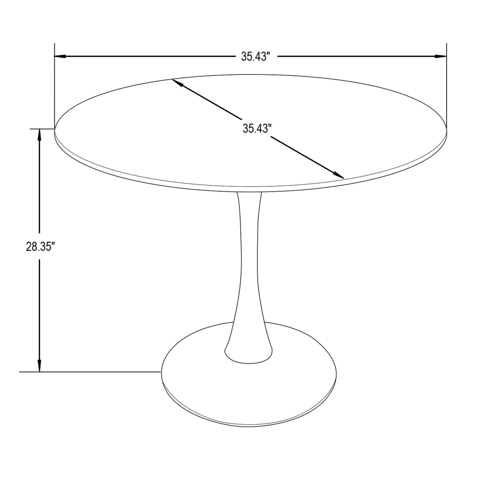 Black Round Dining Table with Wood Top and Iron Pedestal Base C6124