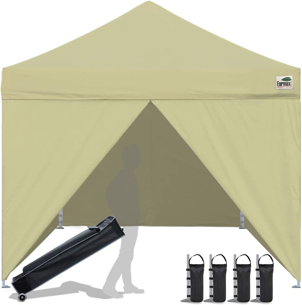 10 x 10 Pop up Canopy Tent with 4 Zippered Sidewalls and Roller Bag U808200