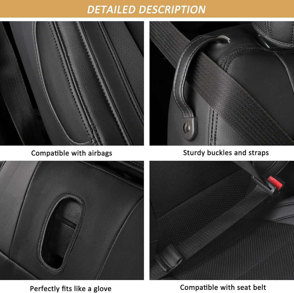 Black Faux Leather Car Seat Covers for Ford Mustang Coupe K6155